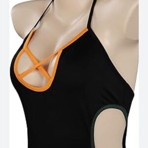 Hailkyuu Elegant Black and Orange One-Piece Swimsuit new
